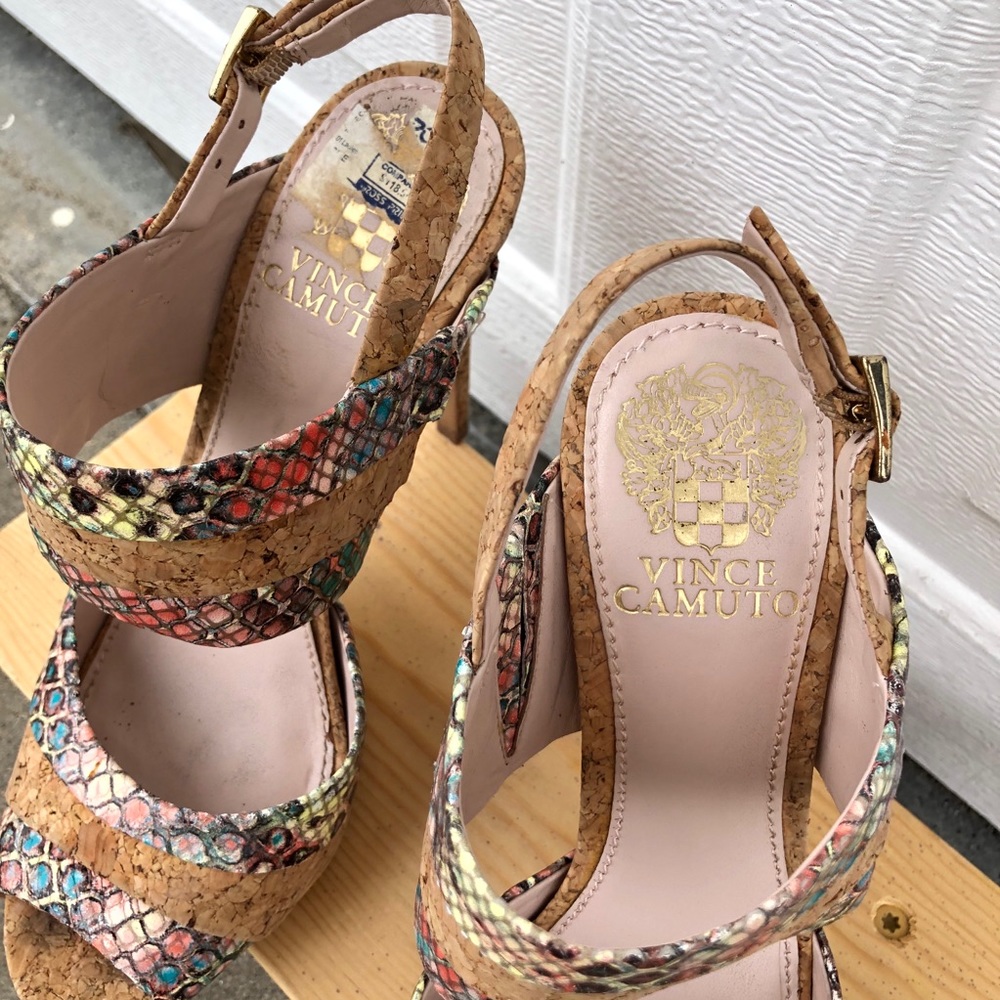Vince Camuto Multicolor Python Cork Heel Sandals 6 - image 7